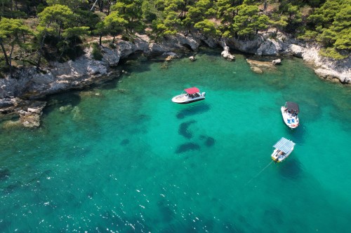 Aerial view of Klačine bay in Zaton by Dubrovnik